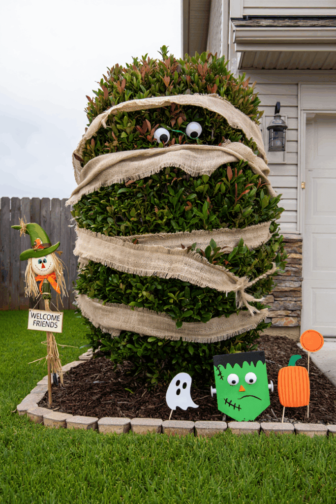 20 Hauntingly Creative Shrub Decorations for a Show-Stopping Halloween Yard 4