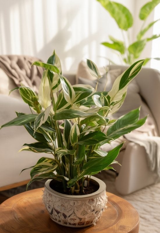 ‘Variegata’ West Indian Arrowroot (Maranta arundinacea ‘Variegata’)